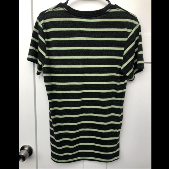 On The Byas Grey and Lime Green Striped T-shirt - Picture 2 of 4